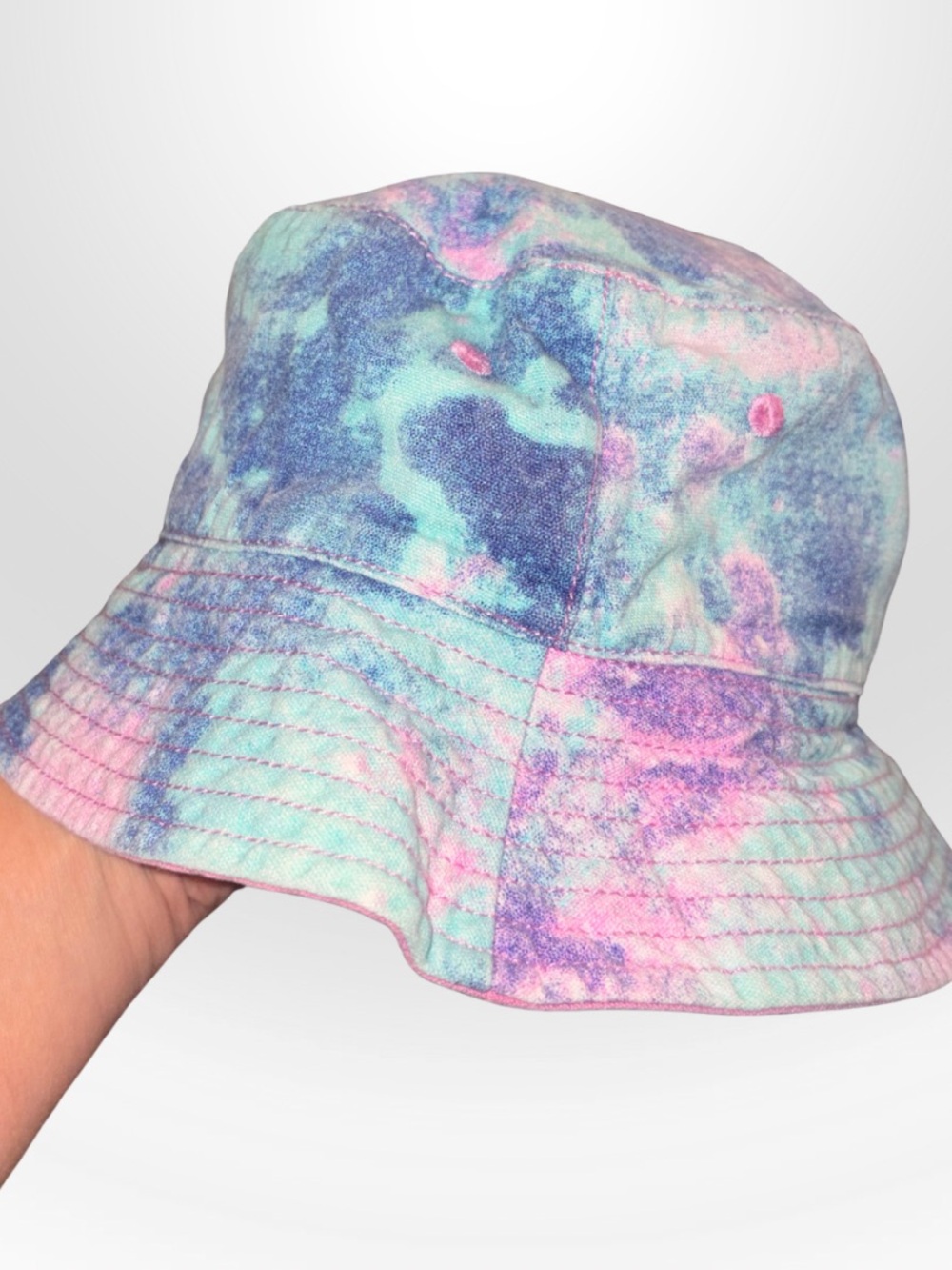 Kids Tie-Dye Pastel Bucket Hat - Blue Pink